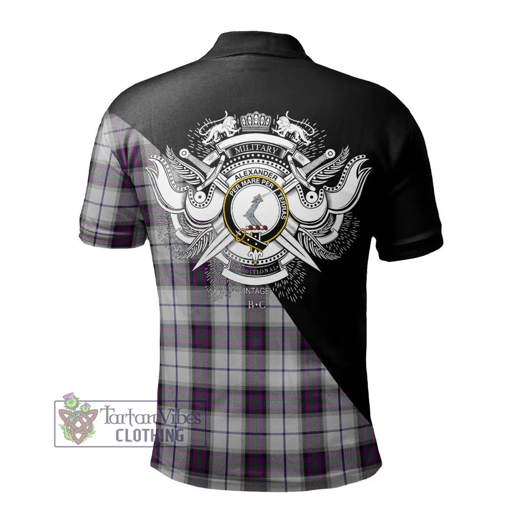 Alexander of Menstry Dress Tartan Polo Shirt with Family Crest and Military Logo Style