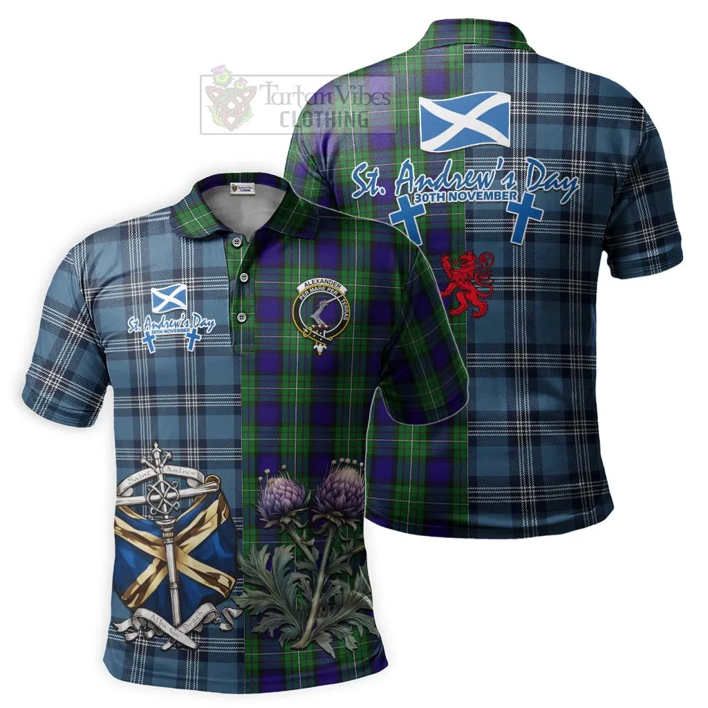 Alexander Tartan Polo Shirt Happy St. Andrew's Day Half Tartan Style