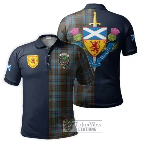 Anderson Tartan Polo Shirt Alba with Scottish Lion Royal Arm Half Style