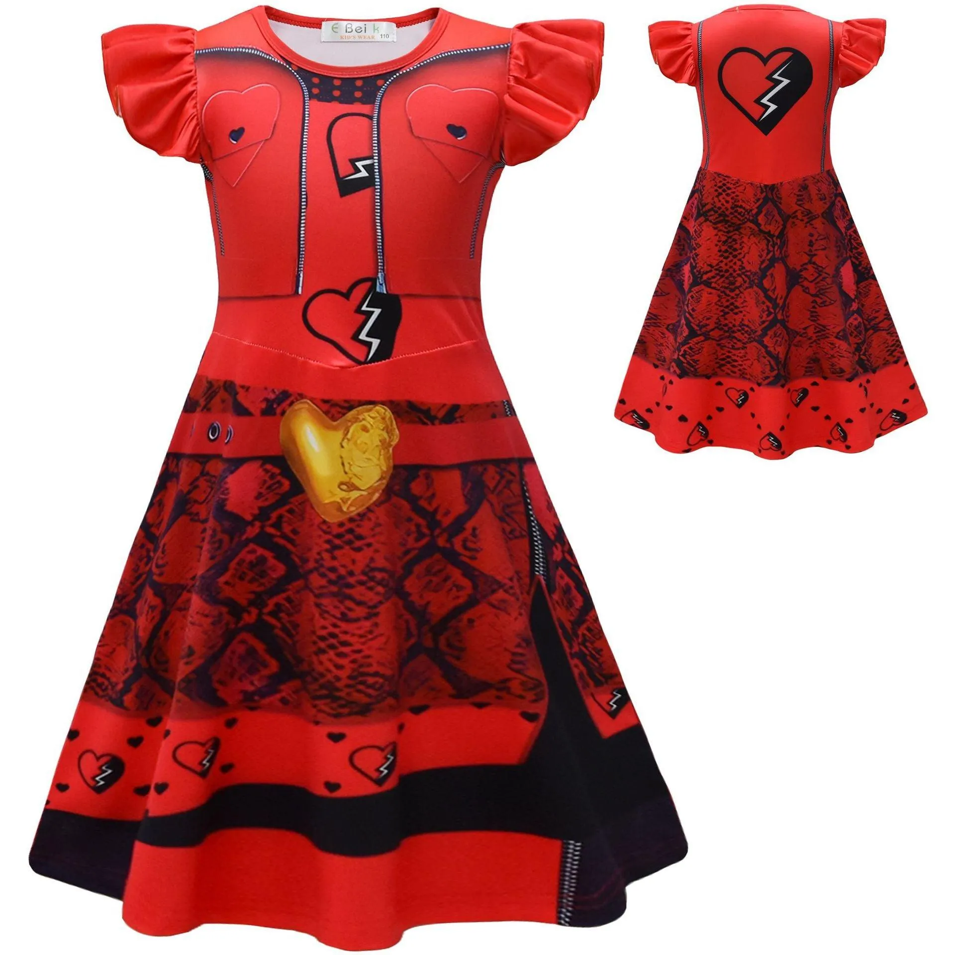 Children's clothing Halloween party cosplay movie queen girl princess dress red short sleeved costume ball girl dress wig