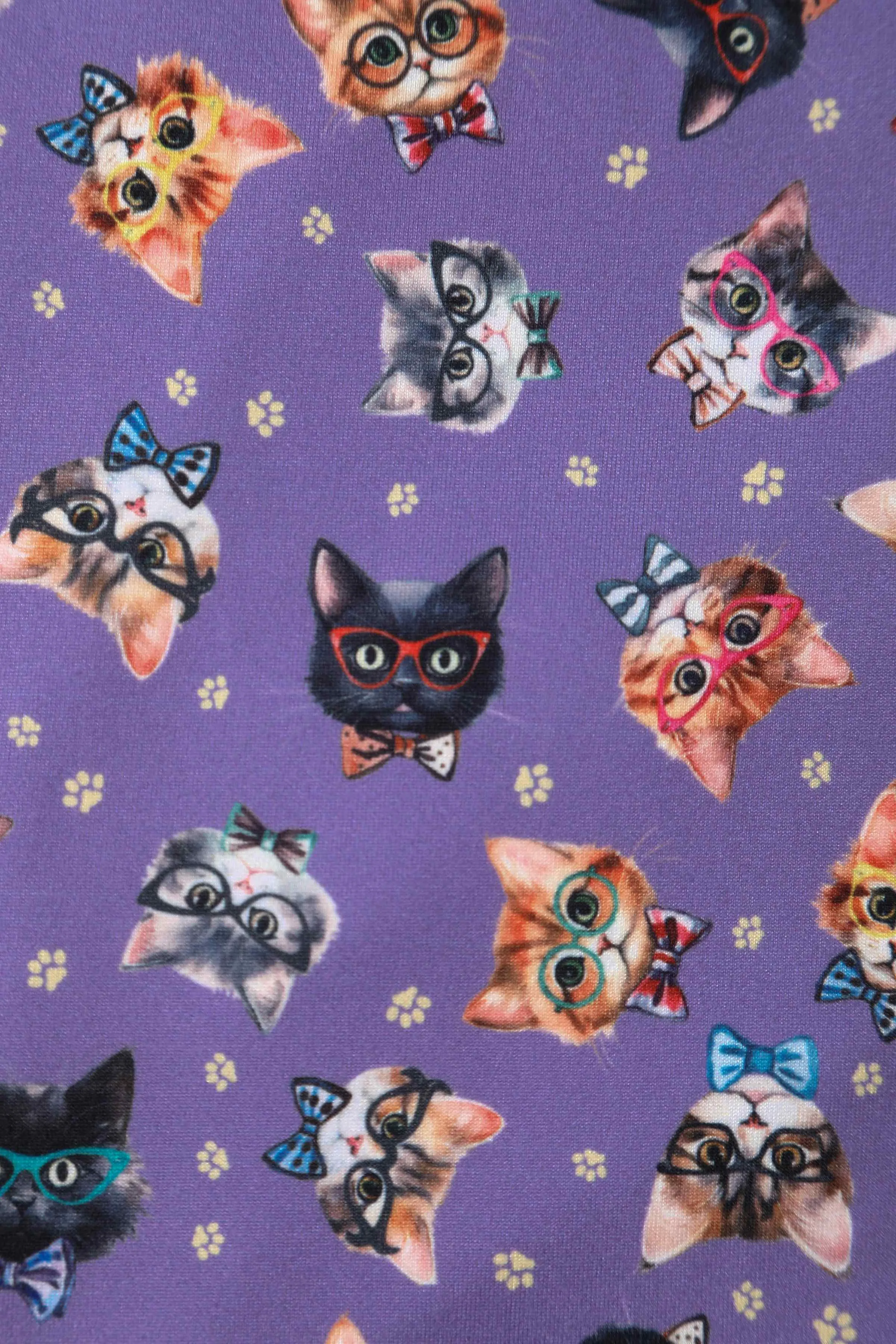 Felix Sleeveless Wrap-Around Purple Cat Print Top