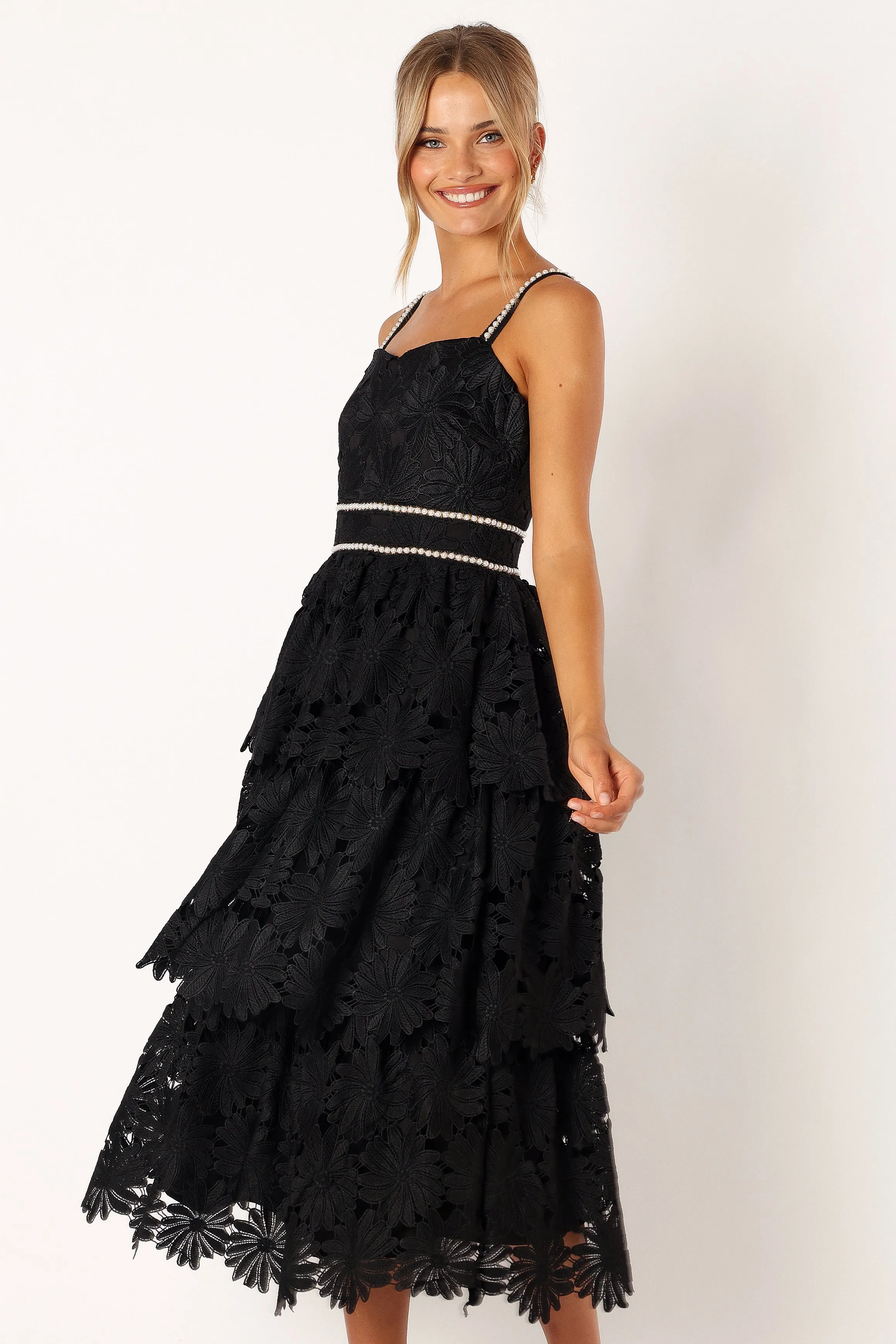 Knox Tiered Midi Dress - Black