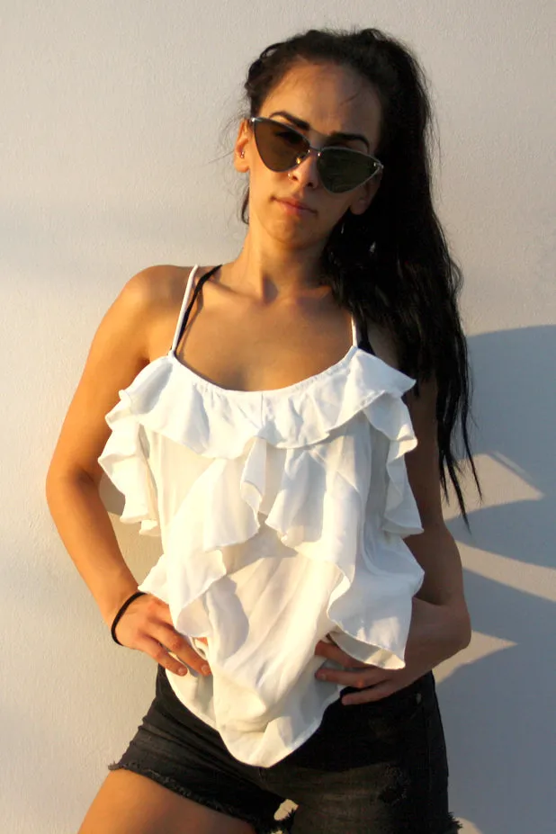 Lioness - El Santo Ruffle Cami White