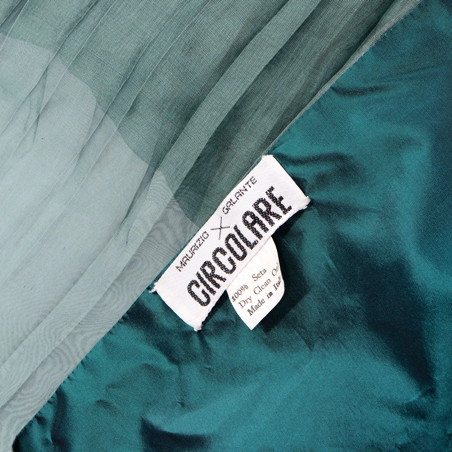 Maurizio Galante Circolare Green Silk Organza Evening Cape Wrap