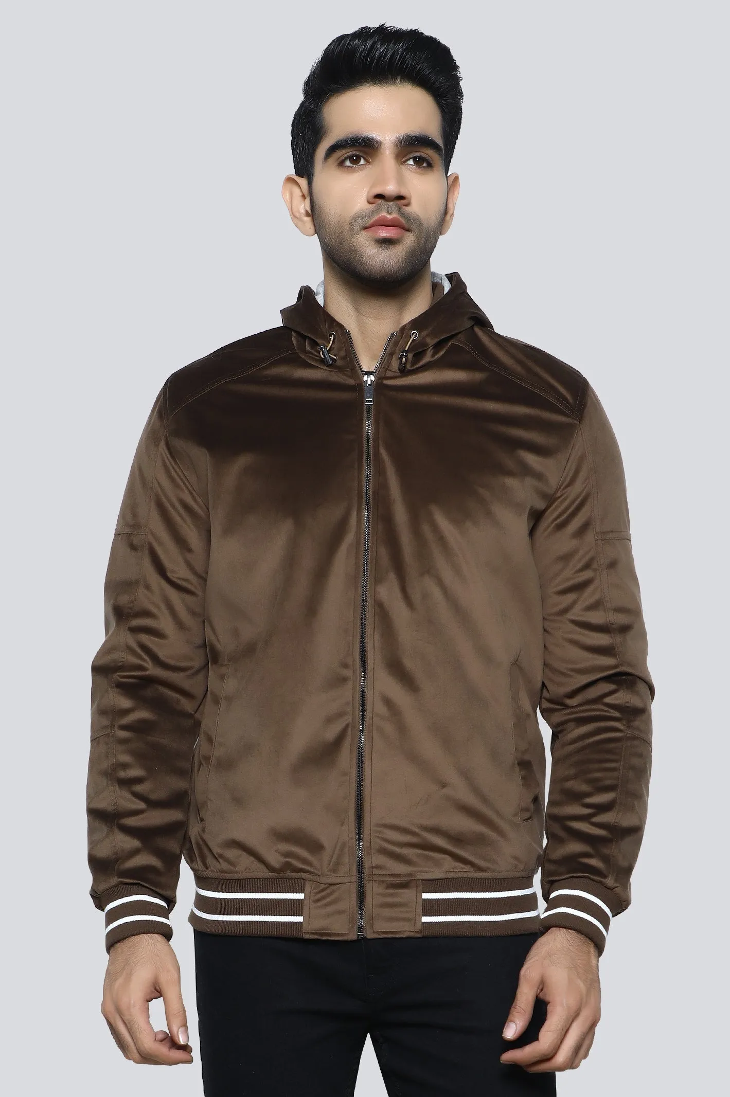 Men's Olive Brown Zip-Up Hoodie